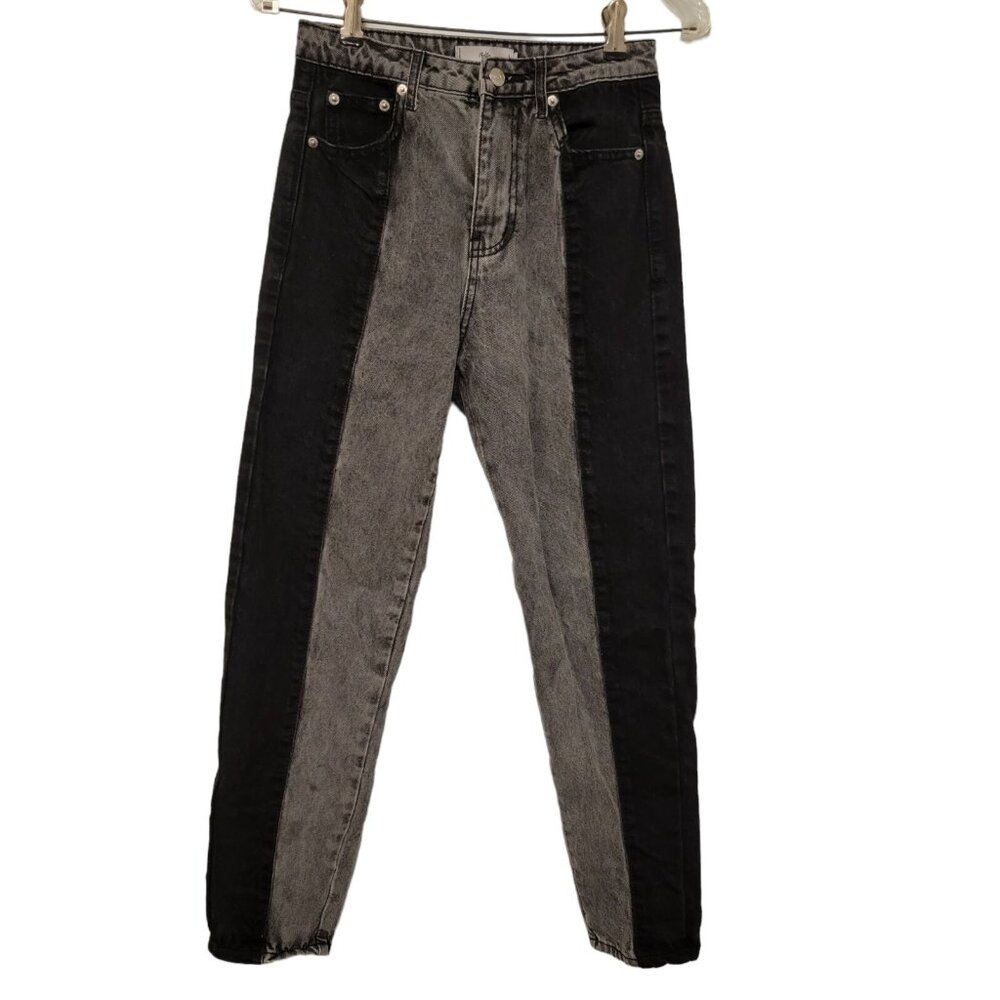 Adika Jeans Colorblock Two‎ Tone Black Gray Retro 80s 90s Y2K Womens Size Small